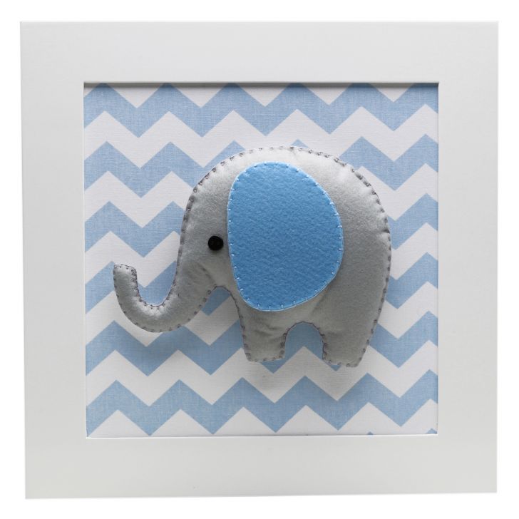 Quadro para quarto bebê Bebê fofo desenho de elefante azul - TenStickers