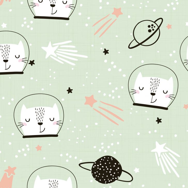 Papel de parede gatinhos kawaii branco e preto