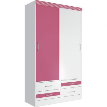 Guarda Roupa Teen Flex 2.4 Branco, Pink Branco - Santos Andir&aacute; Cod: SA085CL60WLF