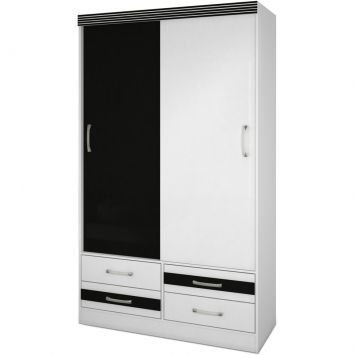 Guarda Roupa Teen Flex 2.4 Branco, Preto Branco - Santos Andir&aacute; Cod: SA085CL61WLE