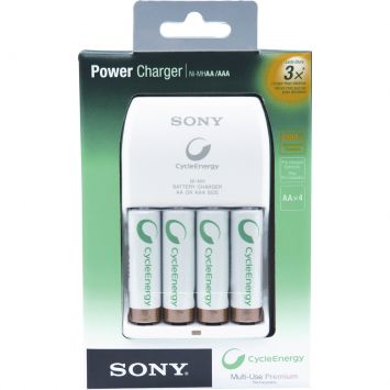 Carregador Power Charger Bivolt com 4 baterias recarregáveis AA 2100 mAh Branco - Sony Cod: SO287HI51HJG