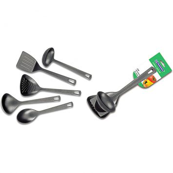 Conjunto Utensilios Nylon 5 pçs Utilita 5 pçs Preto