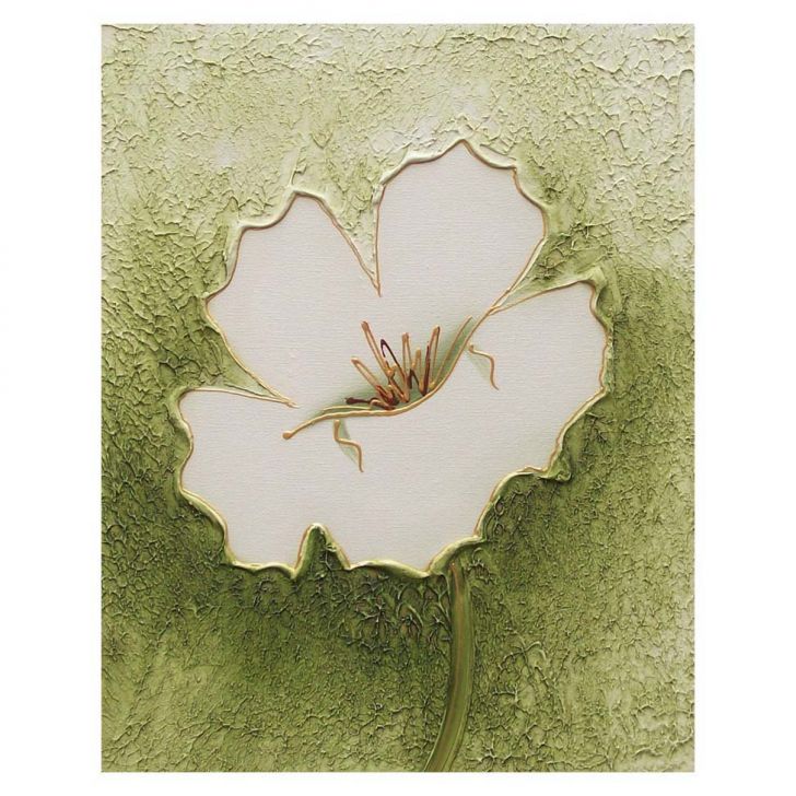 Quadro Artesanal com Textura Hibisco Verde 40x50cm Uniart Artesanato Minas Gerais ~ Quadro Artesanal com Textura Hibisco Verde 40x50cm Uniart