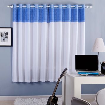 Cortina Varão Bambini Azul Branco 2,00 x 2,30 m