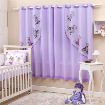 Cortina Varão Sapeka Lilás Branco 2,00 x 2,30 m