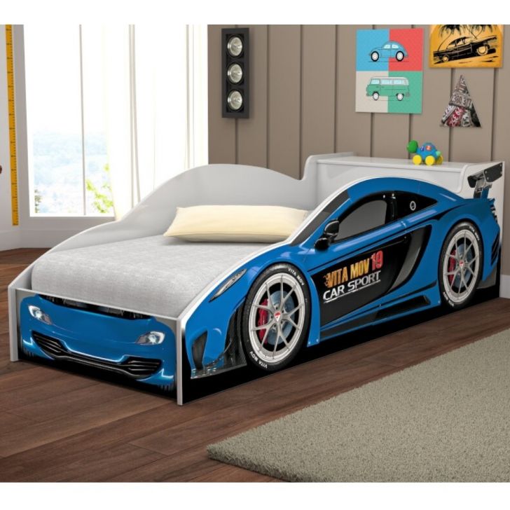 Cama Carro com Baú Infantil Azul