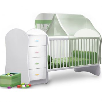 Ber&ccedil;o com C&ocirc;moda Carinhoso Baby Branco Branco - Zanzini Cod: PB237BE56ZNF