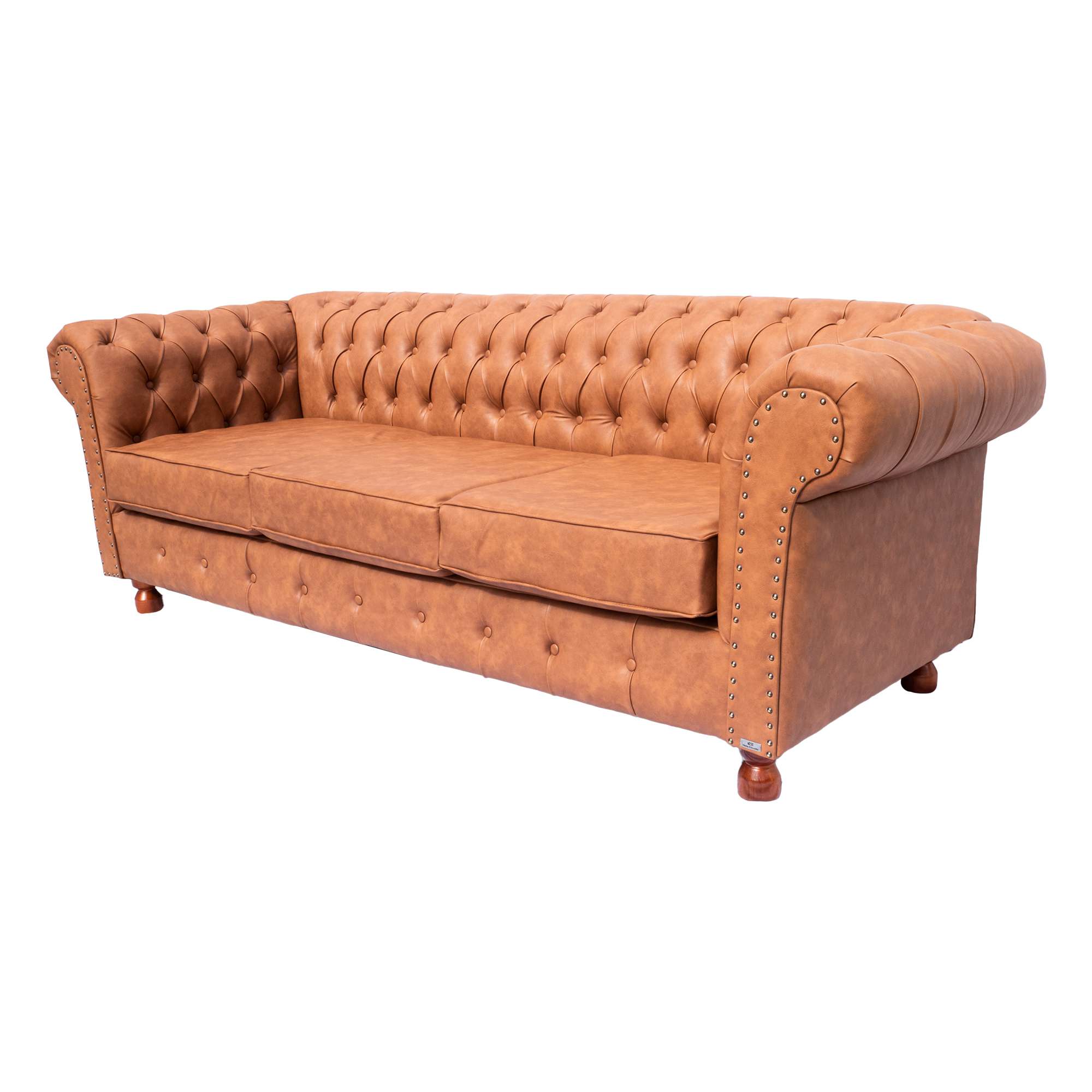 Sofá ChesterField Luiz XV 2 30 Couro Eco Caramelo Sala Recepção