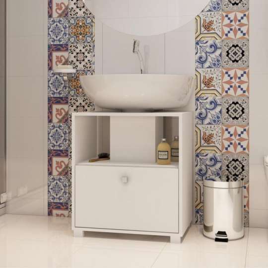 Balcão Para banheiro Porta Basculante BBN 0206 Branco BRV Móveis