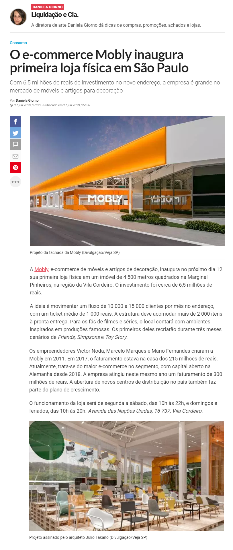 Mobly abre primeira loja física no Brasil na cidade de São Paulo