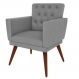 Poltrona Decorativa Pés Palito Nina Encosto Estilo Capitonê Cinza - DS Móveis
