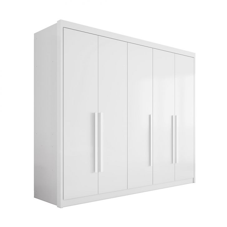 Guarda-roupa Casal Bari 5 Portas 8 Gavetas Branco