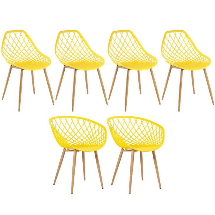 Kit 2 cadeiras Clarice Nest Sidera com braços + 4 cadeiras Cloe Amarelo