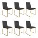 Kit 6 Cadeiras de Jantar Estofada Lille Base Gold Veludo Cinza - Montanaris Decor