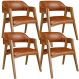 Kit 04 Cadeiras Para Sala de Jantar e Estar Living Estofada Suran L02 Couríssimo Camel - Lyam