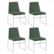 Kit 4 Cadeiras Decorativa Sala de Jantar Anne Linho Verde G17 - Gran Belo