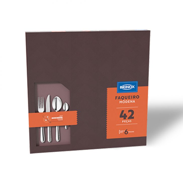 Faqueiro com 42 Peças Modena Prateado