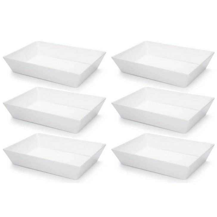 Kit 6 Travessas Brancas 4L Melamina Profissional Haus Concept Restaurante Buffet