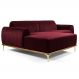 Sofá 350cm 6 Lugares com Chaise Esquerdo Pés Gold Molino B-278 Veludo Marsala - Domi