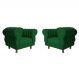 Kit 2 poltronas Chesterfield Capitonê Elisabeth Suede Verde Bandeira Decoração, Recepção, Salas de Tv e Estar