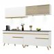 Armário de Cozinha Compacta 240cm com Leds Veneza Up Multimóveis V2021 Branco/Dourado