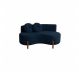Sofá Decorativo Curvo Orgânico Living Veludo Azul Marinho - Montanaris Decor