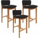 Kit 03 Banquetas Alta Para Cozinha Sala de Jantar Bar Dara L02 Linho Chumbo - Lyam Decor
