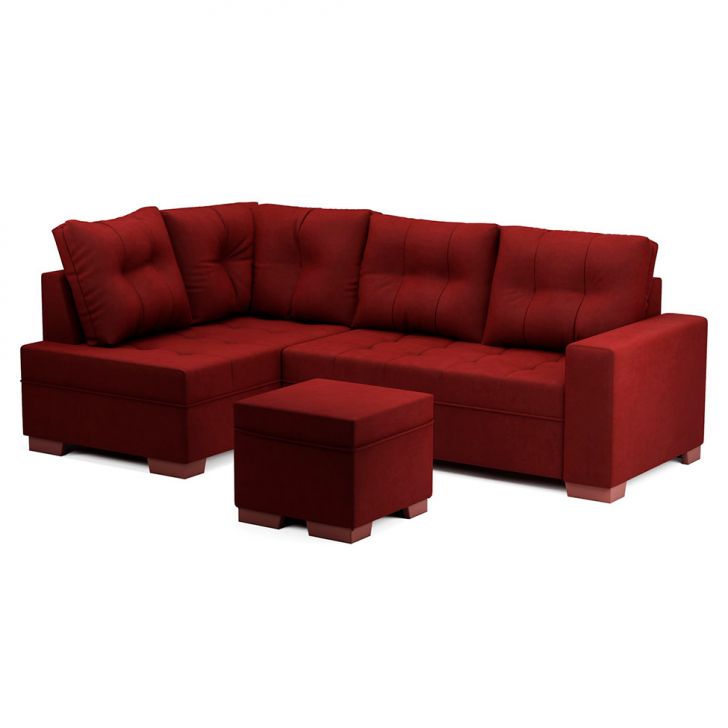 Sofá De Canto 6 Lugares Gávea Suede Vermelho