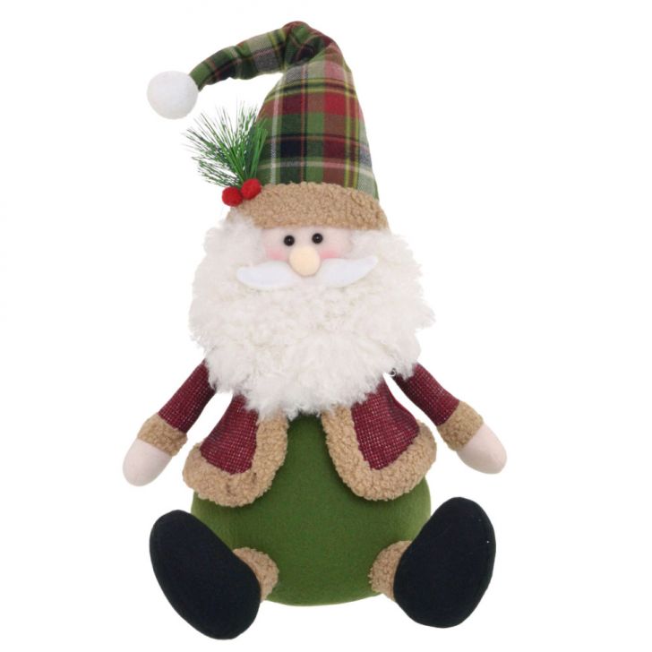 Enfeite Natalino Espressione Papai Noel Verde e Vermelho 38 cm