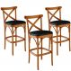 Kit 03 Banquetas Altas Cozinha Bancada Bar Sala Jantar Estofada Ávila L02 Couríssimo Preto - Lyam