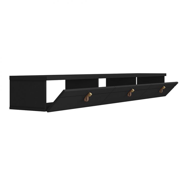 Rack Suspenso para TV até 65 Polegadas Line 3 Portas Preto 180 cm