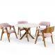 Mesa De Jantar Redonda Cora 120cm Off White M04 com 04 Cadeiras Living Suran Suede Rosê - Lyam