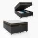 Cama Box Baú Casal Bipartido + Colchão Paris Molas Ensacadas Pocket - 66x138x188cm - Couro Preto