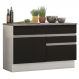Balcão de Pia Armário de Cozinha 120 cm 1 Porta e 2 Gavetas (Com Tampo) Branco/Preto Glamy Madesa