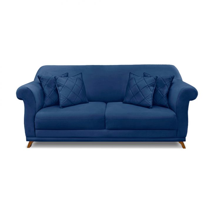 Sofá 3 Lugares Abruzzo Suede Azul Marinho 180 Cm