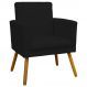 Poltrona Decorativa Para Sala, Manicure, Quarto Nina Com Base Suede Preto Pé Castanho - Clique E Decore