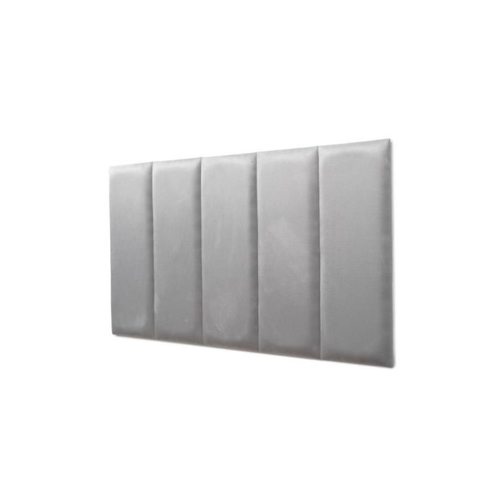 Placas Cabeceira Modulada Reta Adesiva Solteiro Estofada 100cm x 60cm Kit 5 Placas - Suede Cinza