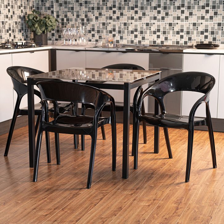 Conjunto de Cadeiras de Plástico Glass Preta