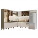 Cozinha Completa de Canto 10 Peças Connect Duna/Cristal com Cristaleira e Aéreo Vidro - Móveis Henn
