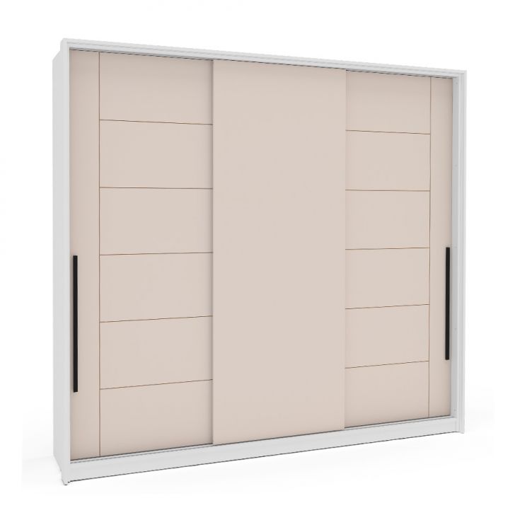 Guarda-roupa Casal Lisboa 3 Portas 4 Gavetas Branco E Creme