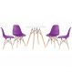Mesa redonda Eames 70 cm + 4 cadeiras Eiffel DSW Mesa branco com cadeiras roxo