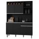 Kit Cozinha Compacta 130cm com 6 Portas e 1 Gaveta Nicole Preto - Pallazio
