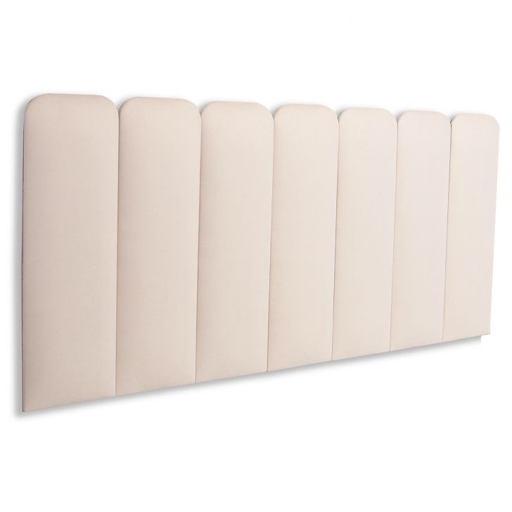 Cabeceira Casal Estofada Para Cama Box Kit 7 Placas Adesivas - Modelo Arredondada Suede Off White