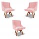 Kit 3 Cadeiras Decorativas Sala de Jantar Base Giratória de Madeira Firenze Suede Rosa Bebê/Natural G19 - Gran Belo