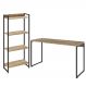 Kit Escritório Estante Areta 4 Prateleiras Mesa Industrial Aspen 120cm C01 Carvalho - Lyam Decor