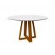 Mesa de Jantar Redonda com Tampo de Vidro Vitoria Off White e Ype 135 cm