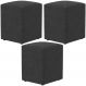 Kit 03 Puffs Quadrado Decorativo L02 Bouclê Preto - Lyam Decor