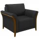 Poltrona Decorativa Sala de Estar 102cm Pés Madeira Roya M22 PU Preto - Mpozenato