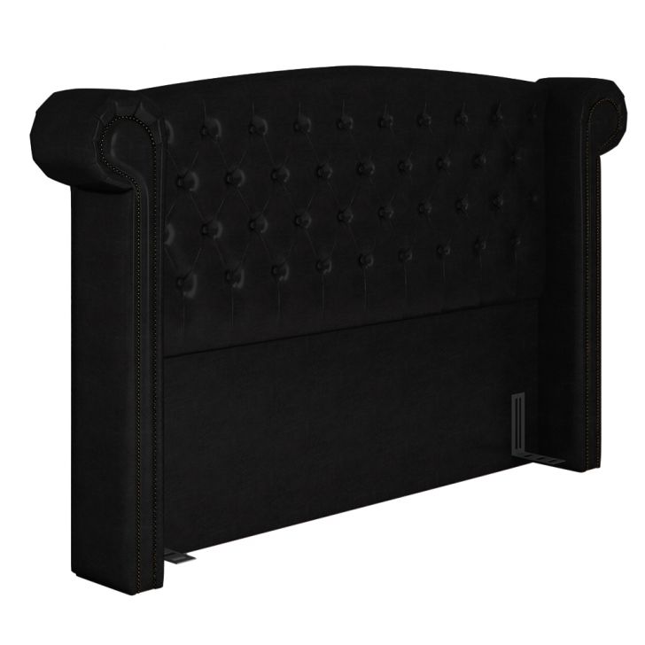 Cabeceira Cama Box Queen 160cm Provença P02 Sintético Preto - Mpozenato