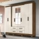 Guarda Roupa Casal 8 portas espelho 4 gavetas San Lorenzo Plus - Castanho Wood / Baunilha